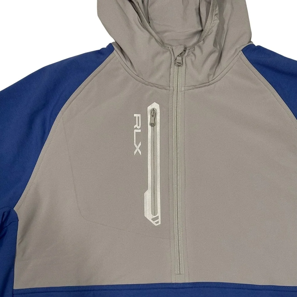 RLX Ralph Lauren Men's XXL 2XL Blue Gray Half Zip Hoodie Wicking Golf Jacket NEW - Picture 2 of 11